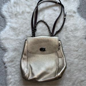 Coach light gold backpack purse
